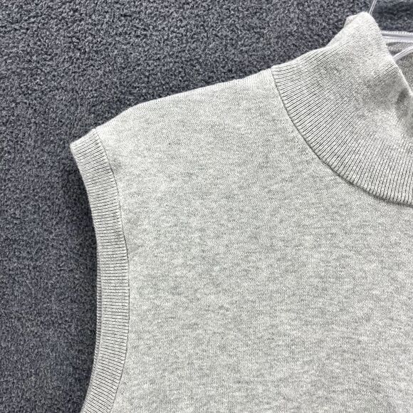 Oxford Golf Vest Men's Medium‎ Gray Knit Quarter Zip Lined High Rise Heather - Picture 4 of 16